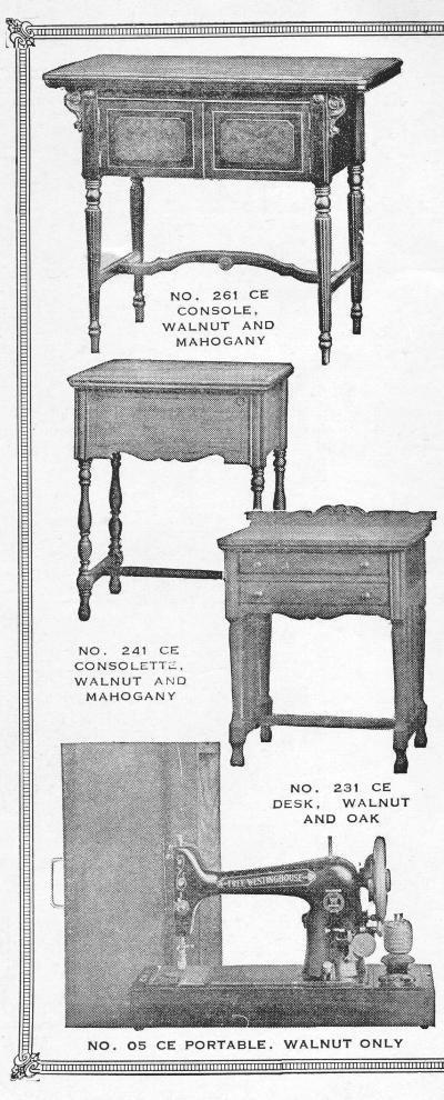 Various models of Free-Westinghouse Sewing Machines