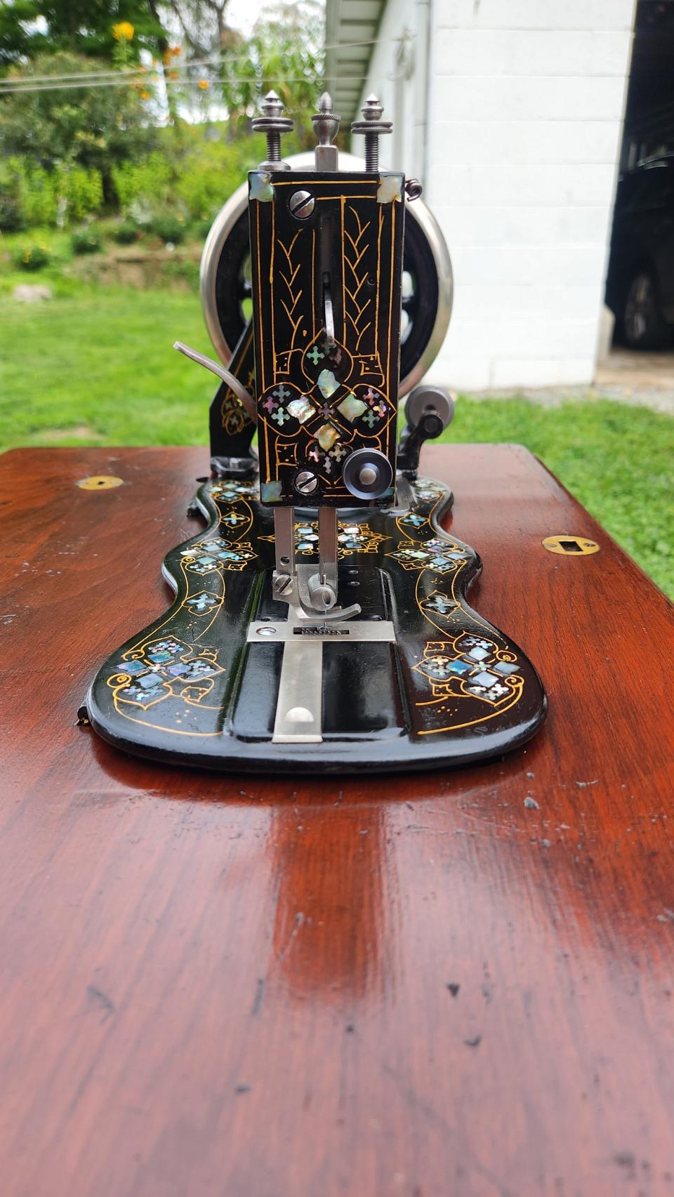 Singer New Family Sewing Machine adorned with Mother of Pearl