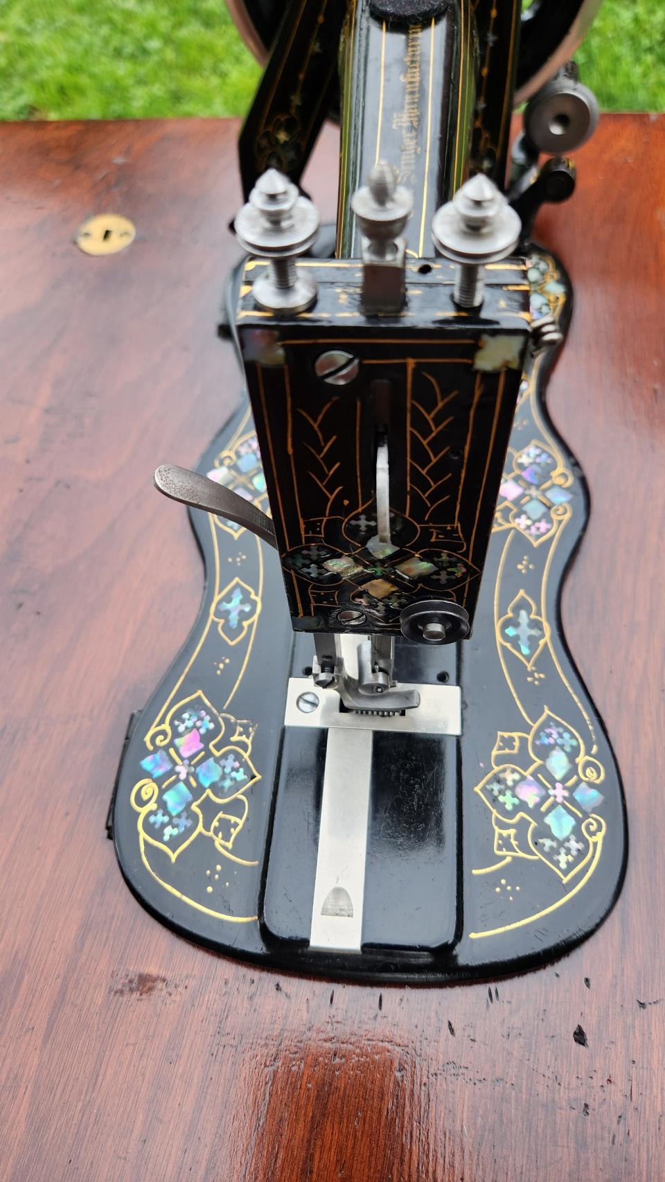 Singer New Family Sewing Machine adorned with Mother of Pearl