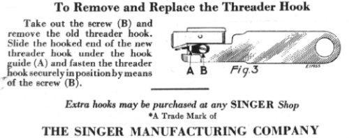 Singer Sewing Machine Needle Threader