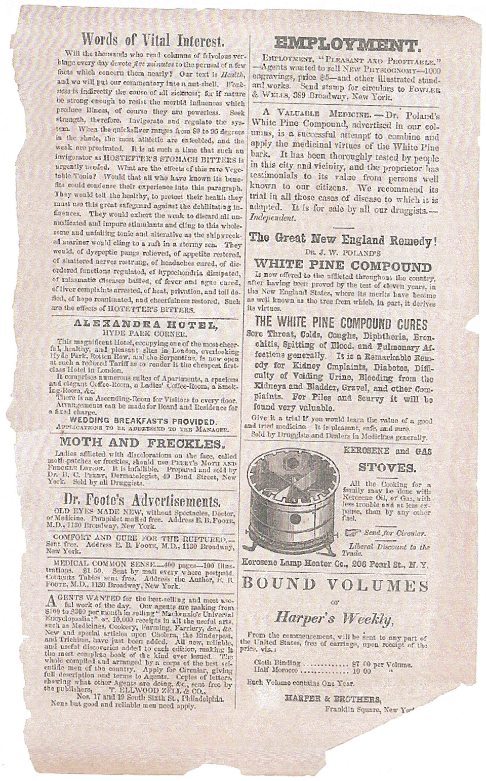 Harper's 1866 Advertisement for the Florence Sewing Machine