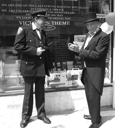 Michael Speaking dressed as a New York City Police Officer.