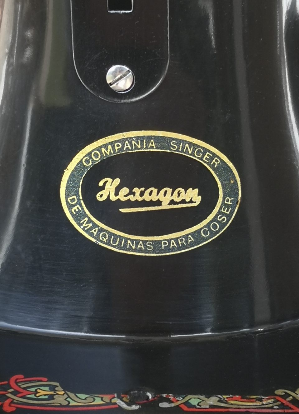 Hexagon Sewing Machine Decal Closeup