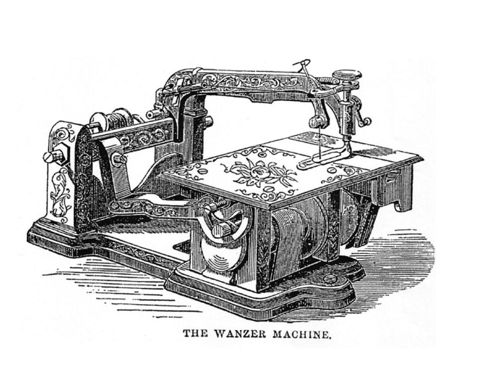 Wanzer Sewing Machine Head Woodcut Sewing Machine Wanzer Sewing Machine Head Woodcut Sewing Machine